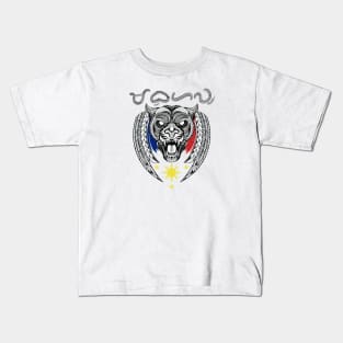 Tribal line Art Tiger / Baybayin word Mabuhay (Long live) Kids T-Shirt